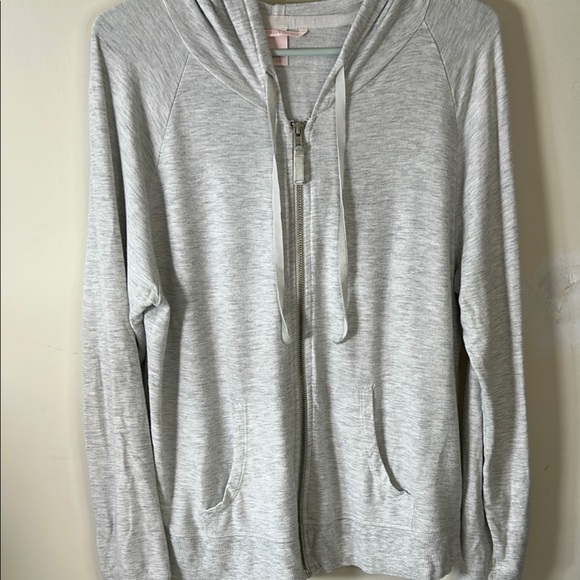 Victoria’s Secret Full Zip Gray Hoodie Rhinestone wings on back Size Large - Picture 1 of 6